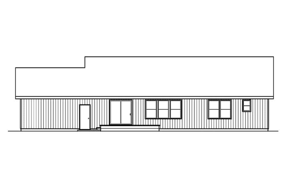 Home Plan Rear Elevation of this 3-Bedroom,1634 Sq Ft Plan -108-1159