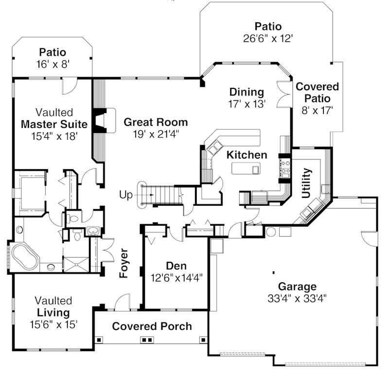 Floor Plan First Story of Contemporary Plan #108-1160