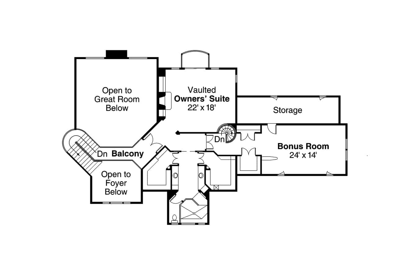 Floor Plan Upper Level of Rustic Plan #108-1161