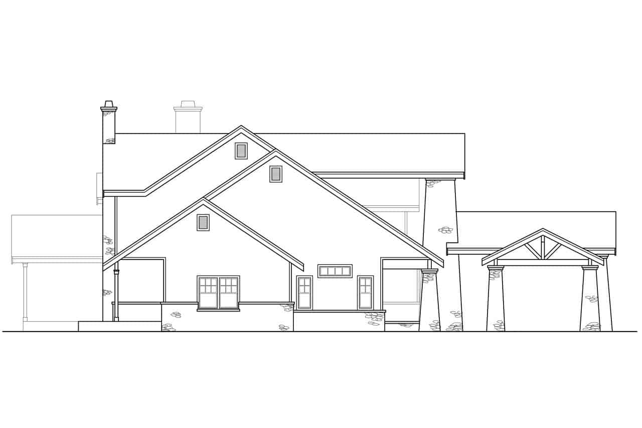Home Plan Left Elevation of this 3-Bedroom,4021 Sq Ft Plan -108-1161