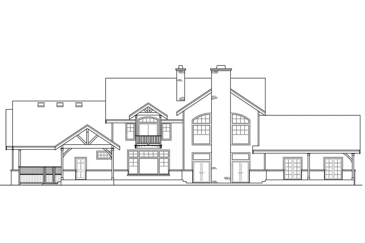 Home Plan Rear Elevation of this 3-Bedroom,4021 Sq Ft Plan -108-1161