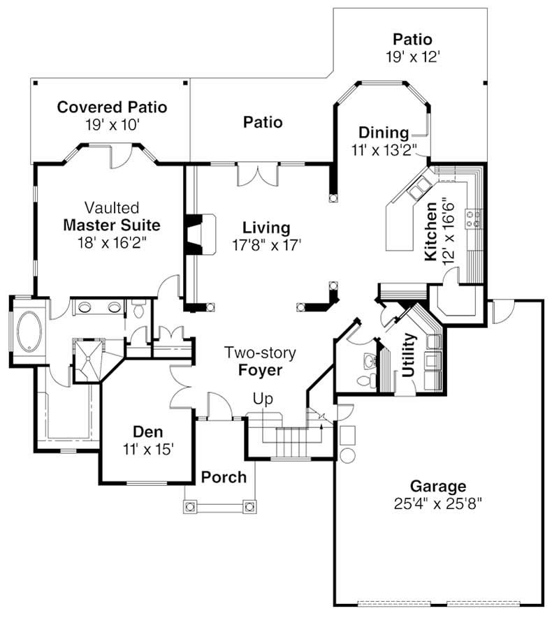 Floor Plan First Story of European Plan #108-1162