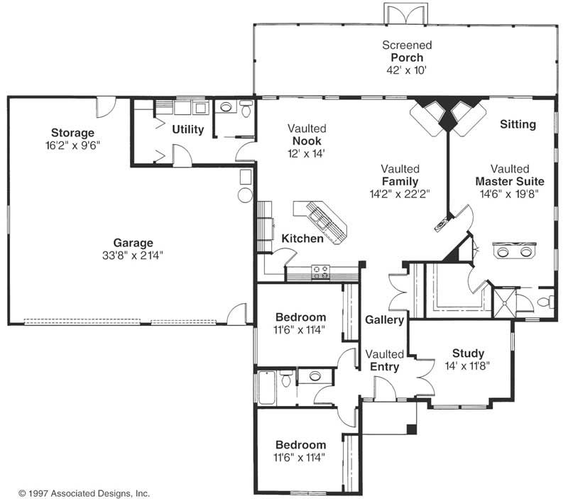 Floor Plan First Story of Mediterranean Plan #108-1164
