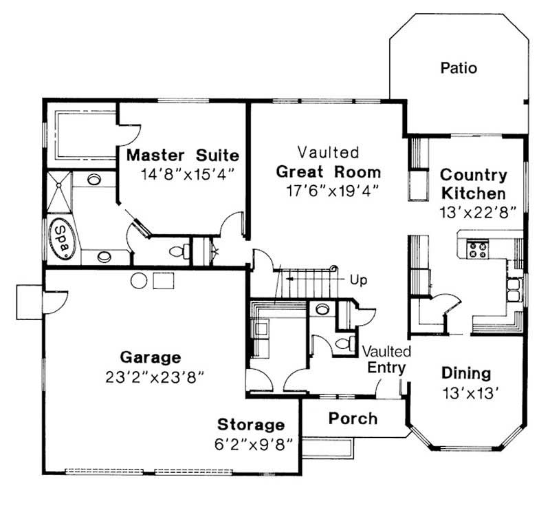 Floor Plan First Story of Traditional Plan #108-1166