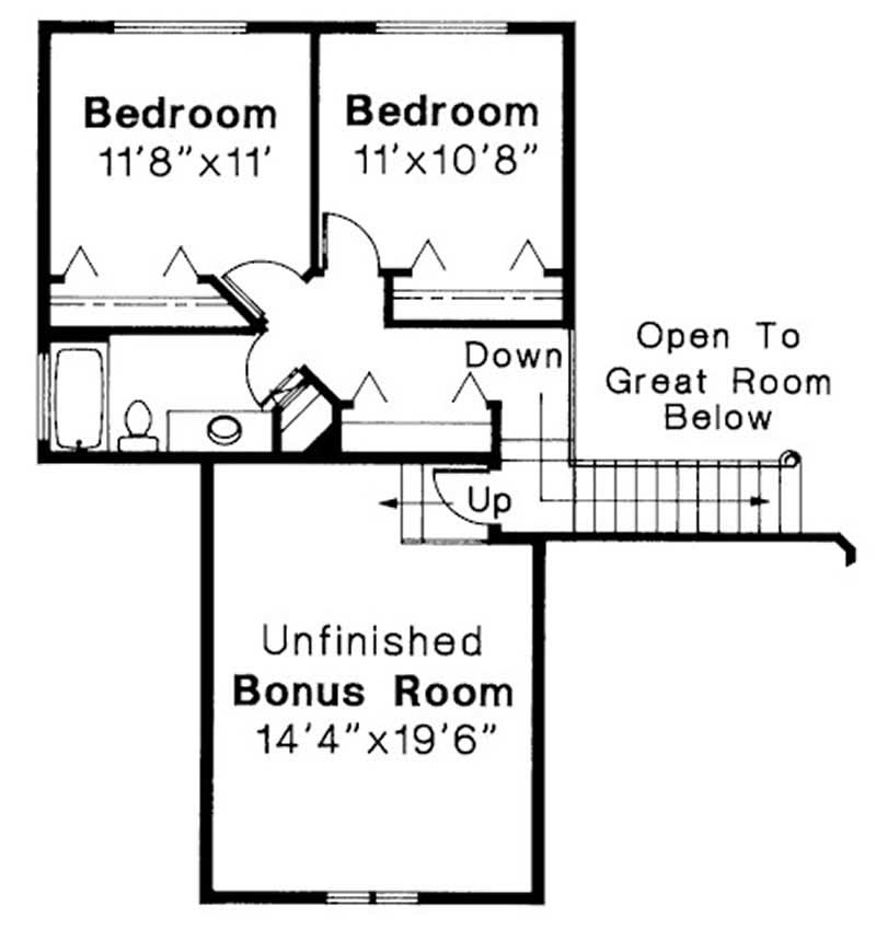 Floor Plan Second Story of Traditional Plan #108-1166