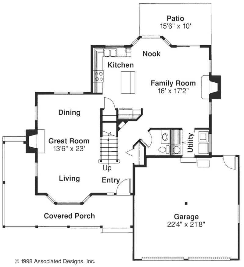 Floor Plan First Story of Country Plan #108-1167