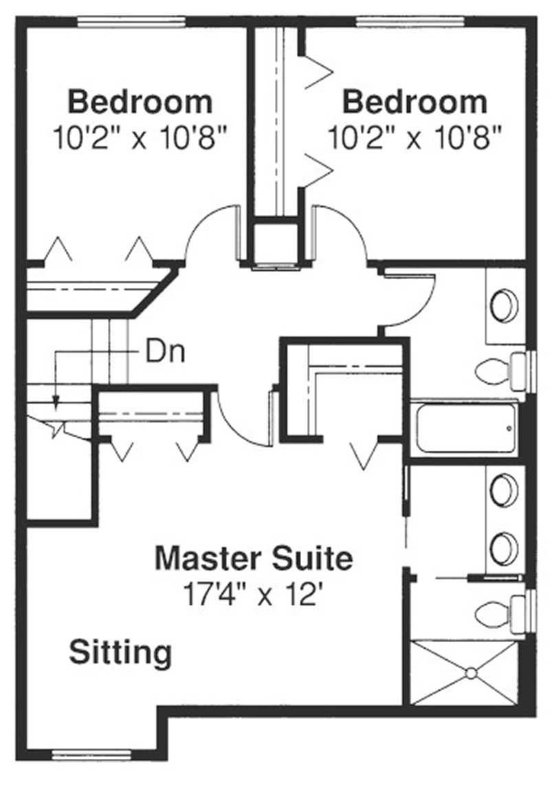 Floor Plan Second Story of Country Plan #108-1167