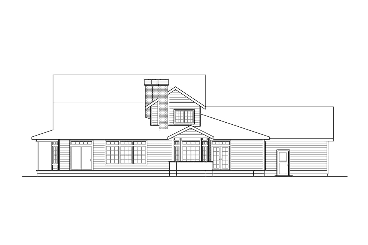Home Plan Rear Elevation of this 4-Bedroom,3792 Sq Ft Plan -108-1168