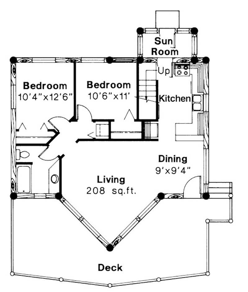 Floor Plan First Story of Log Cabin Plan #108-1170