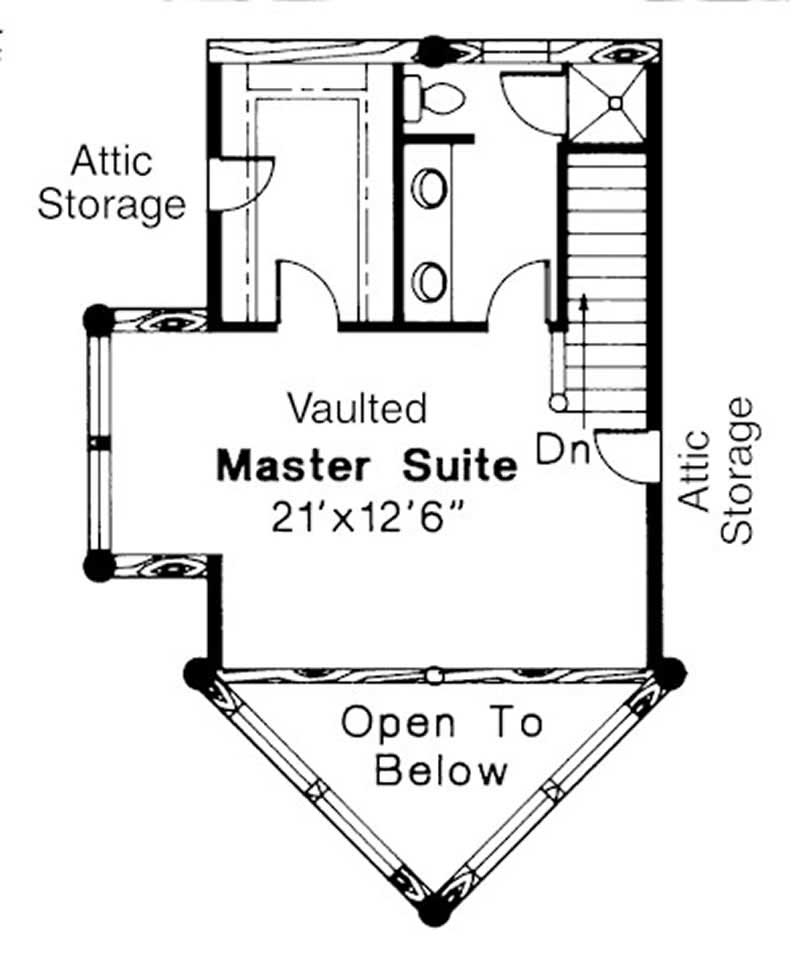 Floor Plan Second Story of Log Cabin Plan #108-1170