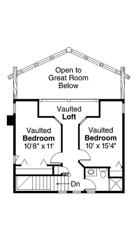 Upper Level of Vacation Homes Plan #108-1171