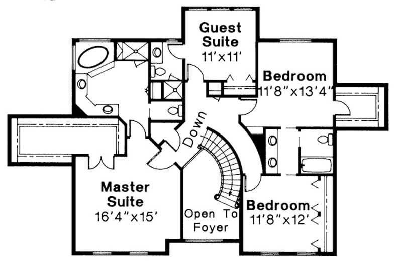 Floor Plan Second Story of Luxury Plan #108-1173