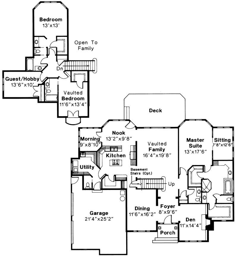 Floor Plan First Story of European Plan #108-1174