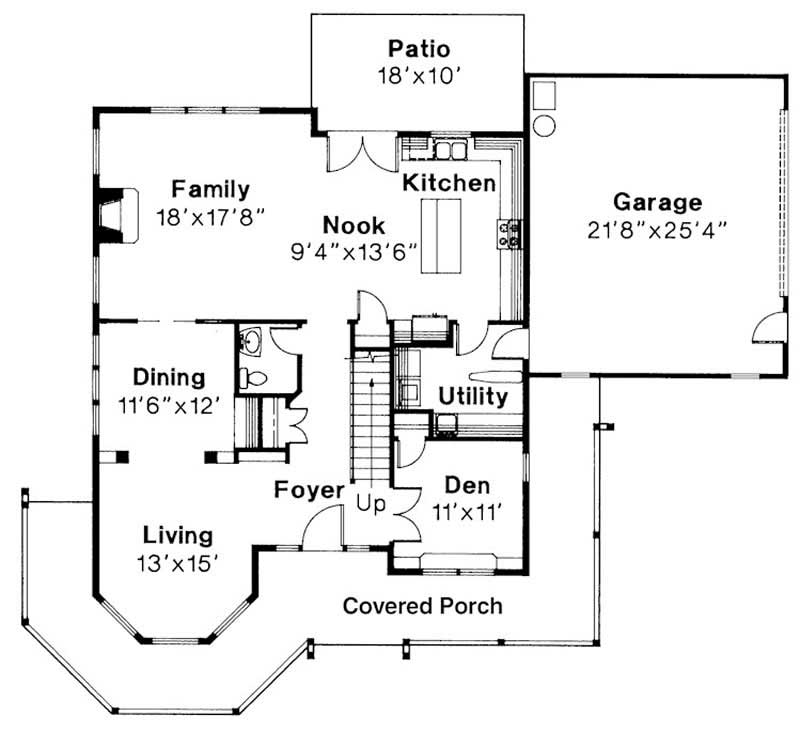 Floor Plan First Story of Country Plan #108-1177