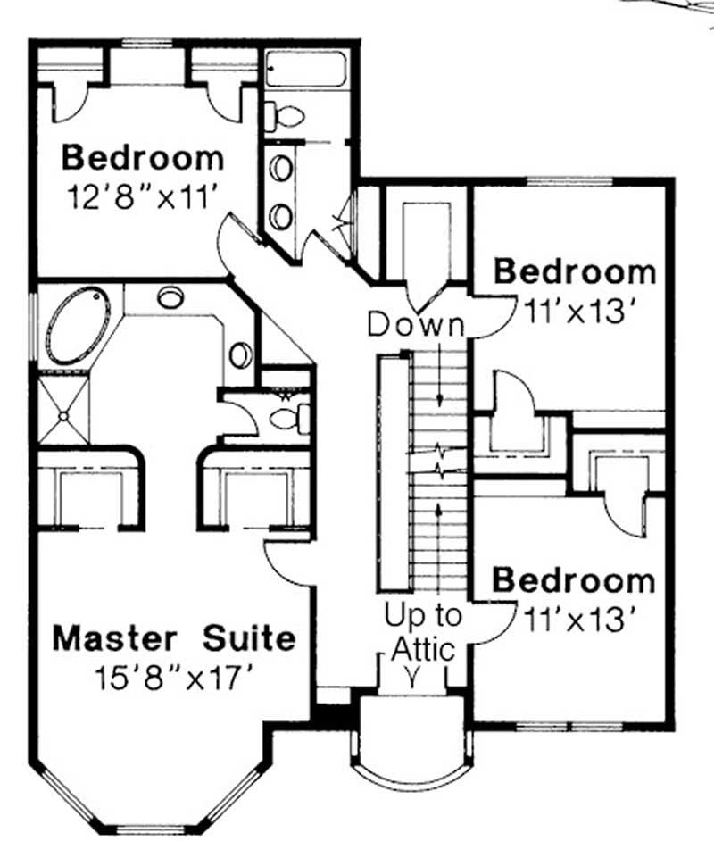 Floor Plan Second Story of Country Plan #108-1177