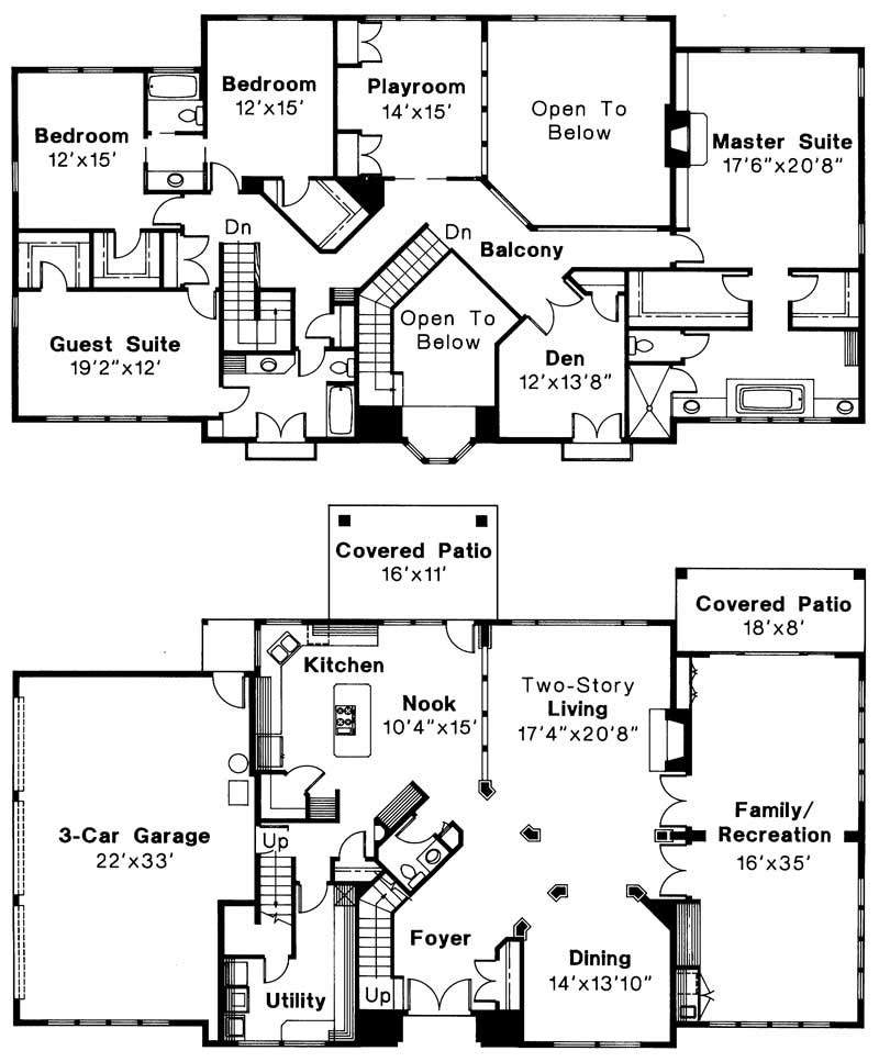 Floor Plan First Story of Mediterranean Plan #108-1178