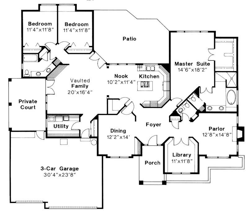 Floor Plan First Story of Contemporary Plan #108-1185