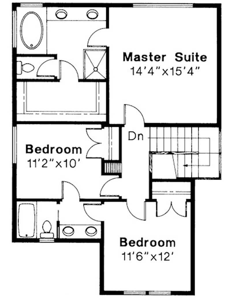 Floor Plan Second Story of Mediterranean Plan #108-1186