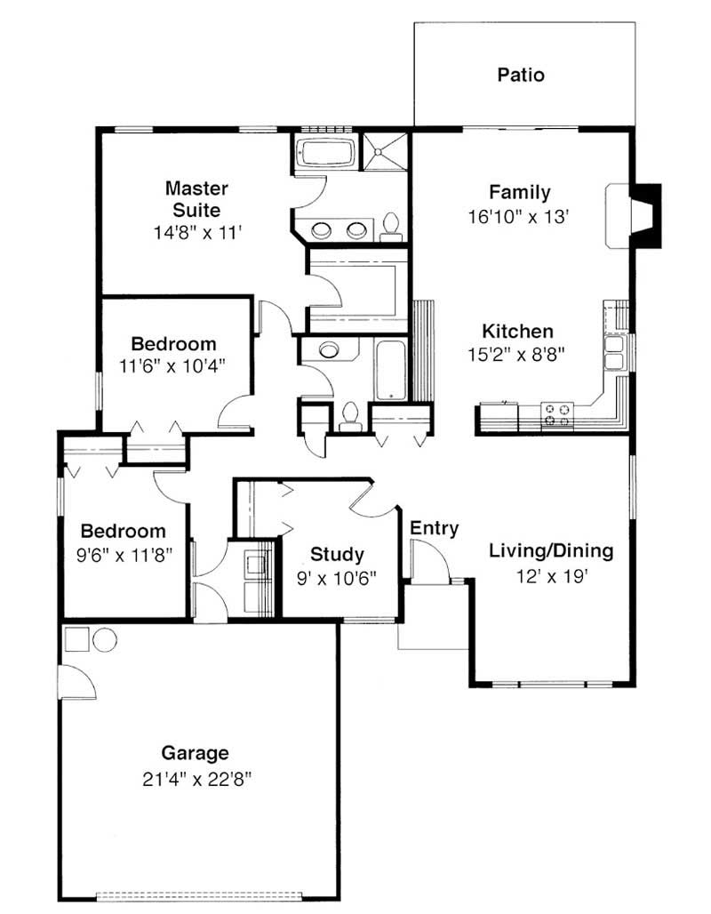 Floor Plan First Story of Small House Plans #108-1188