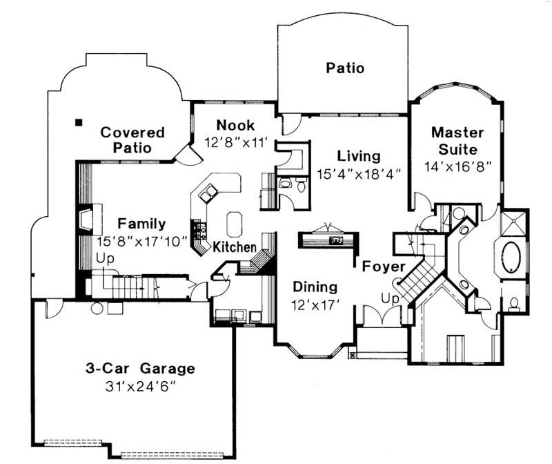 Floor Plan First Story of European Plan #108-1192