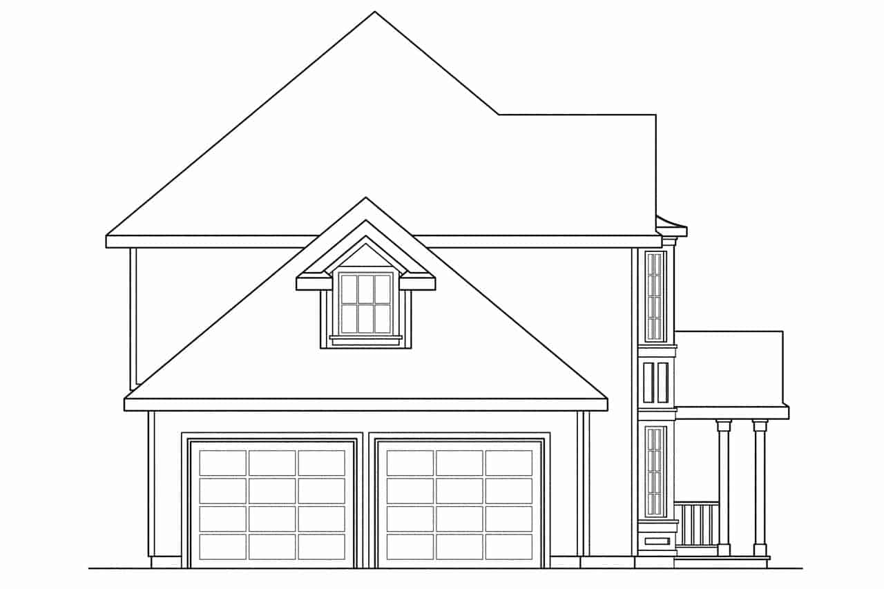 Home Plan Left Elevation of this 3-Bedroom,1766 Sq Ft Plan -108-1194