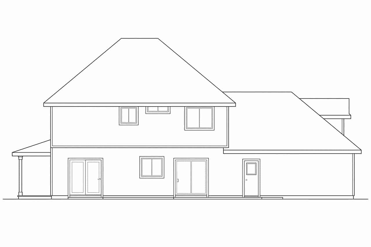 Home Plan Rear Elevation of this 3-Bedroom,1766 Sq Ft Plan -108-1194