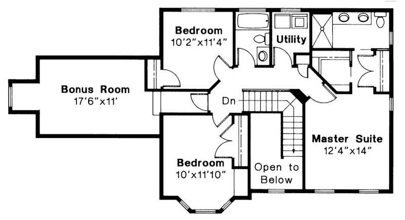 Floor Plan Second Story of Country Plan #108-1194