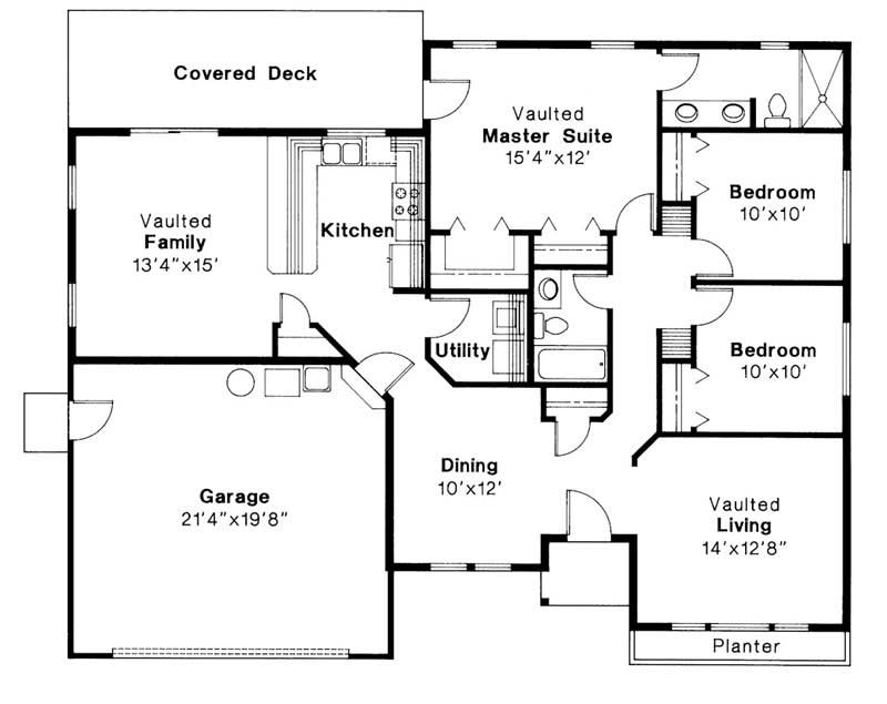 Floor Plan First Story of Small House Plans #108-1200