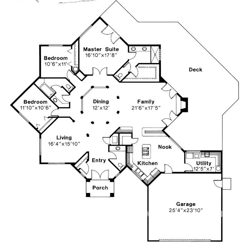 Floor Plan First Story of Ranch Plan #108-1201