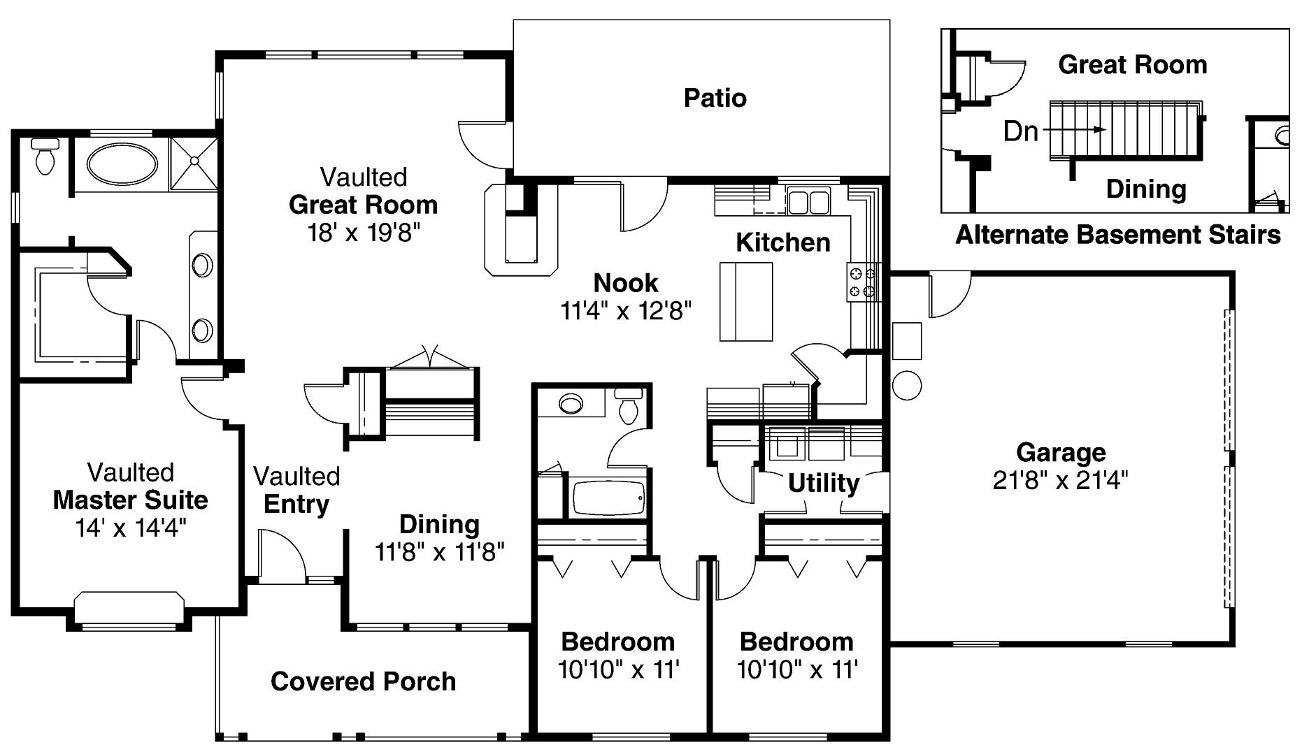 Floor Plan First Story of Country Plan #108-1202