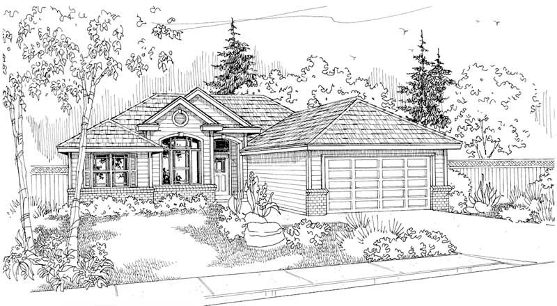 Front View of this 3-Bedroom, 1401 Sq Ft Plan - 108-1203