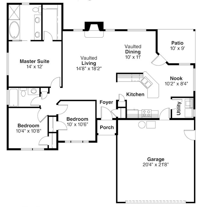Floor Plan First Story of Ranch Plan #108-1203