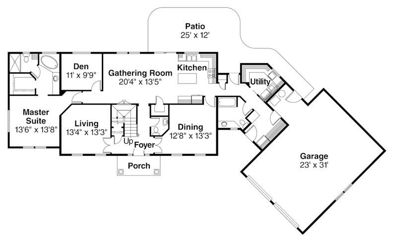 Floor Plan First Story of European Plan #108-1205