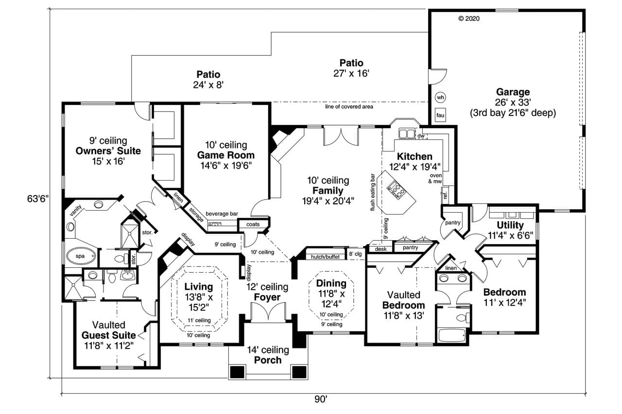 Floor Plan First Story of Southern Plan #108-1207
