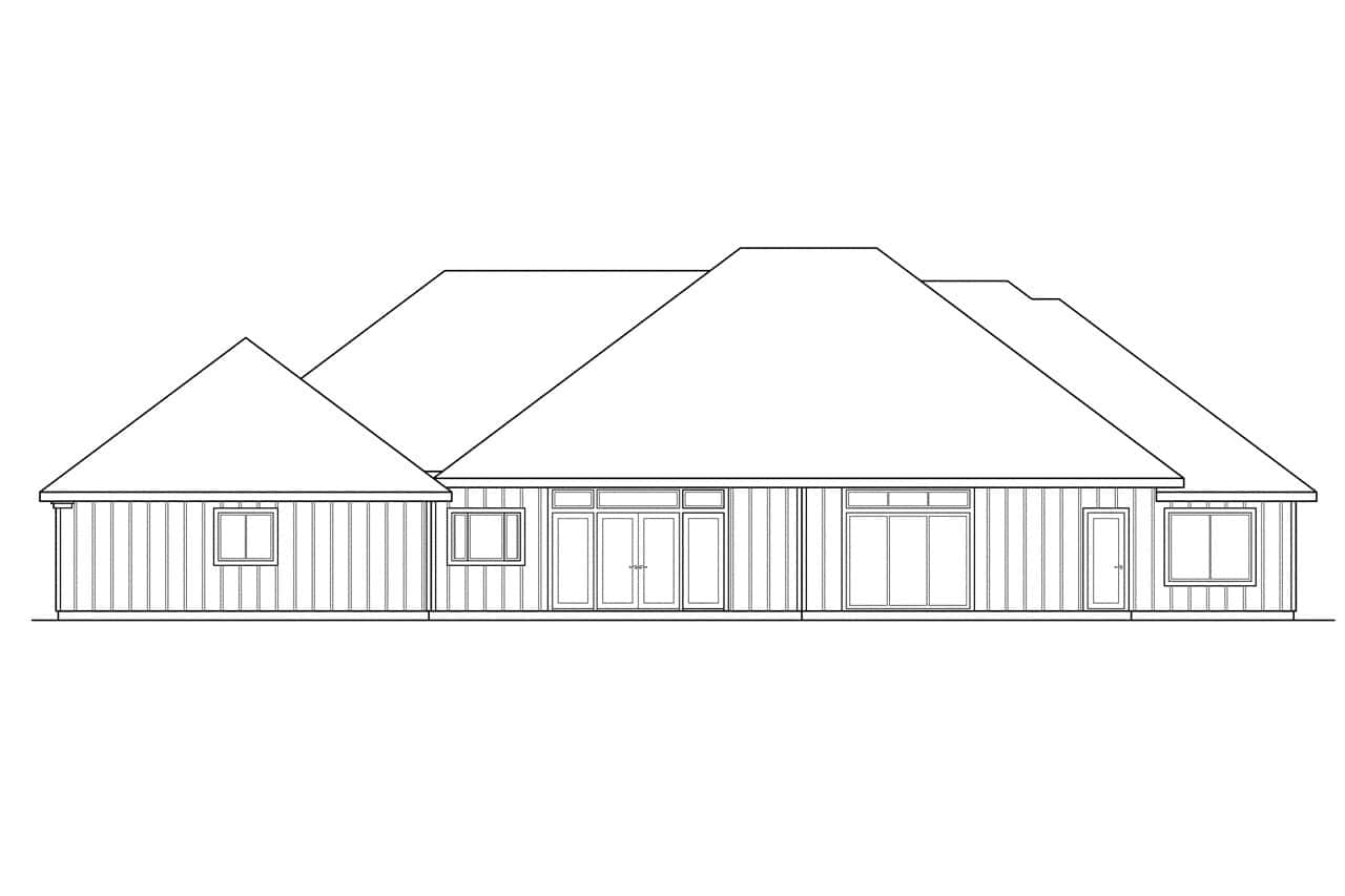 Home Plan Rear Elevation of this 4-Bedroom,3032 Sq Ft Plan -108-1207