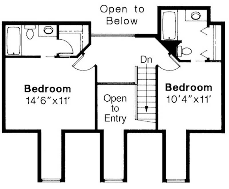 Floor Plan Second Story of Country Plan #108-1208
