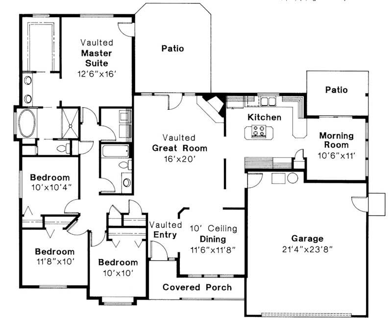 Floor Plan First Story of Ranch Plan #108-1209
