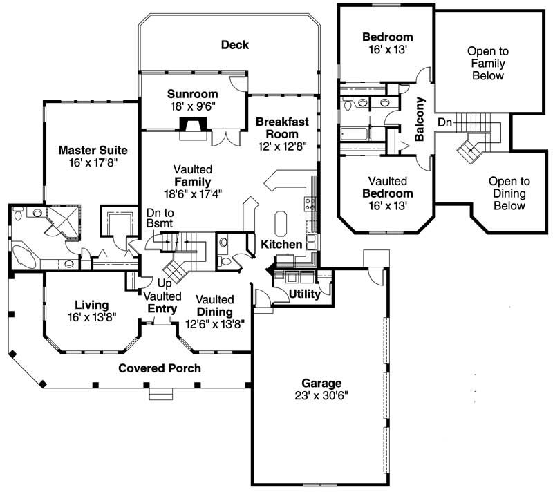 Floor Plan First Story of Mediterranean Plan #108-1210