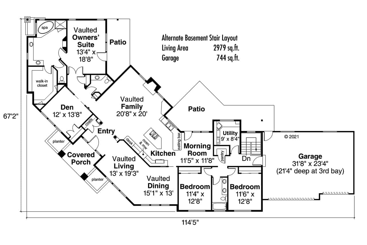 Main Level of Ranch Plan #108-1212
