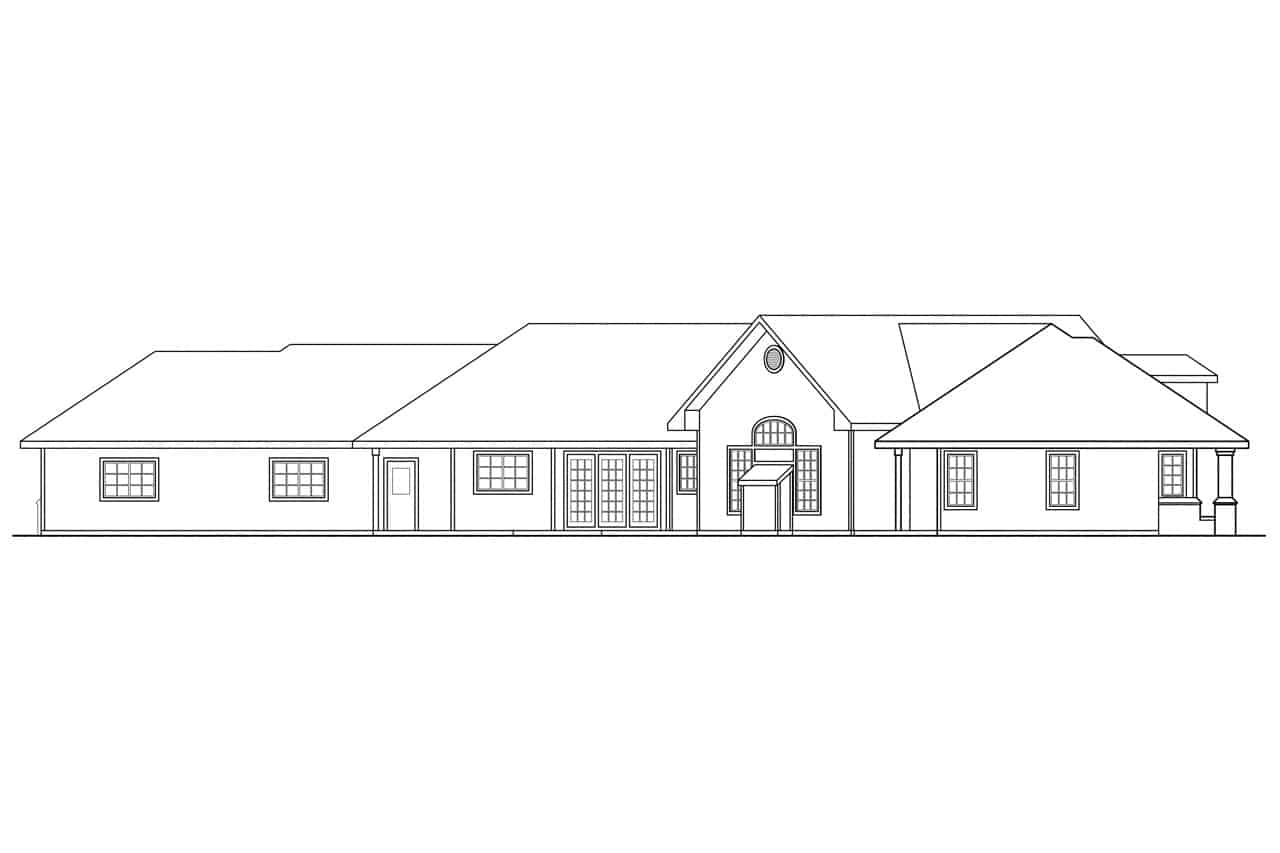 Home Plan Rear Elevation of this 4-Bedroom,2889 Sq Ft Plan -108-1212