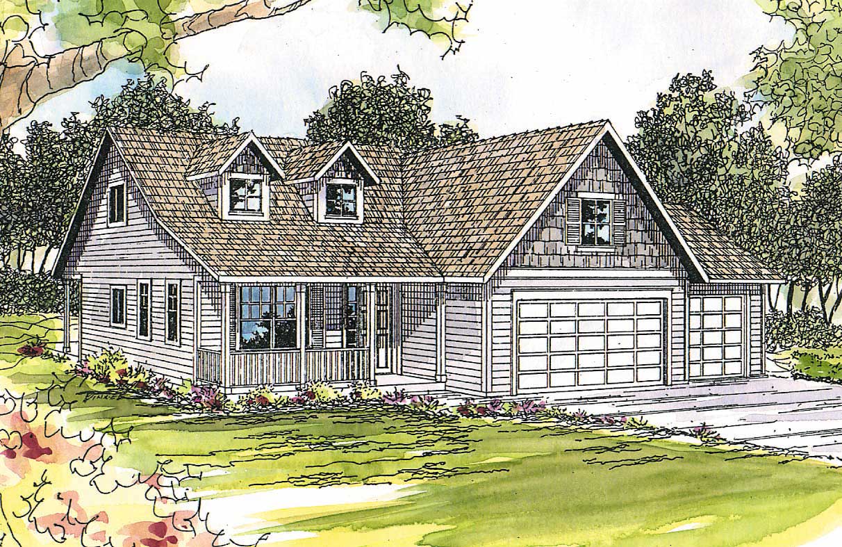 This image shows the Country Style for this set of house plans.
