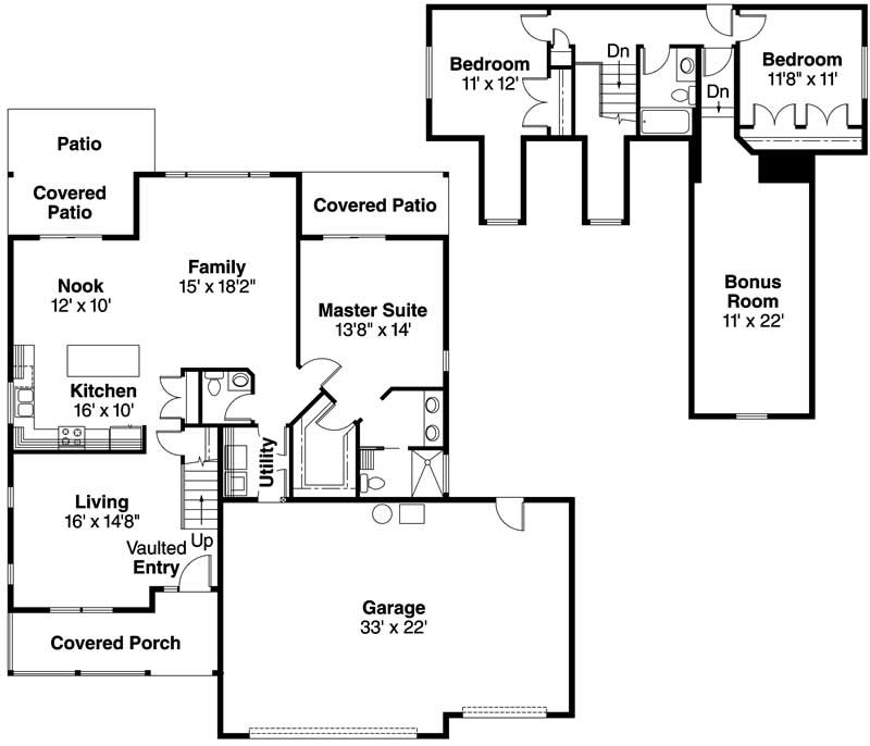 Floor Plan First Story of Country Plan #108-1213