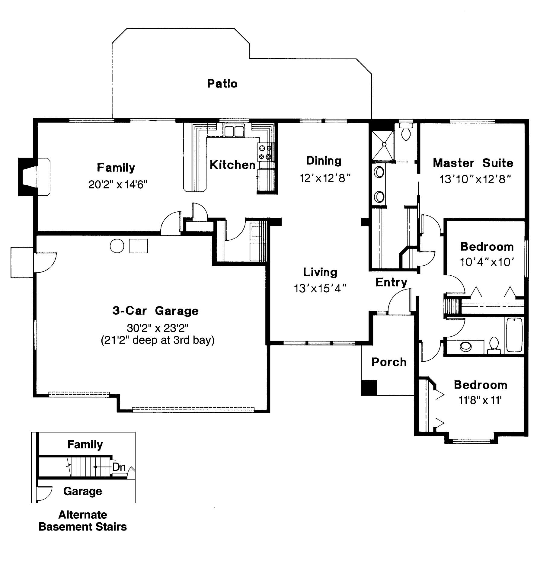 Floor Plan First Story of Small House Plans #108-1214