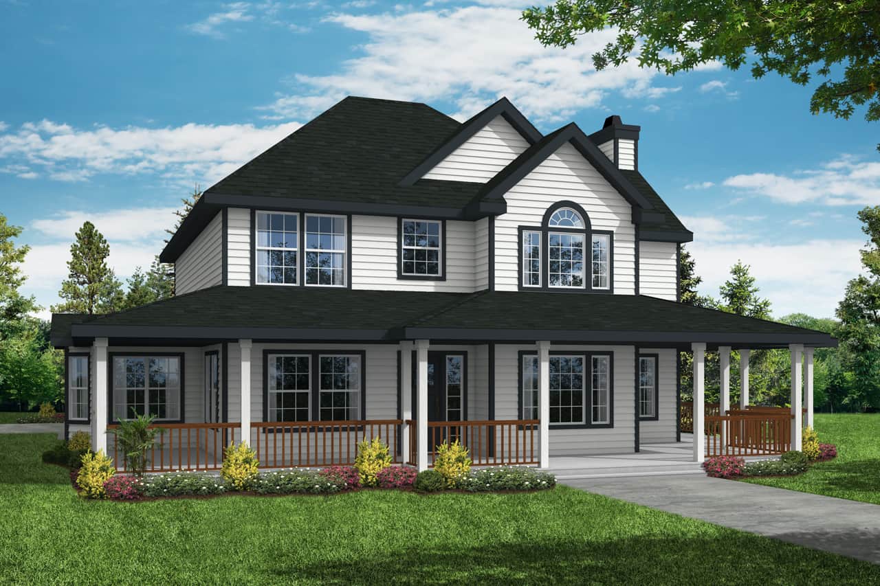 Farmhouse home (ThePlanCollection: Plan #108-1215)