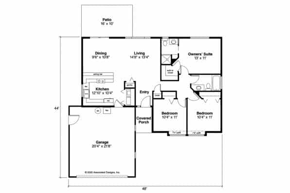 Main Level of Small House Plans #108-1216