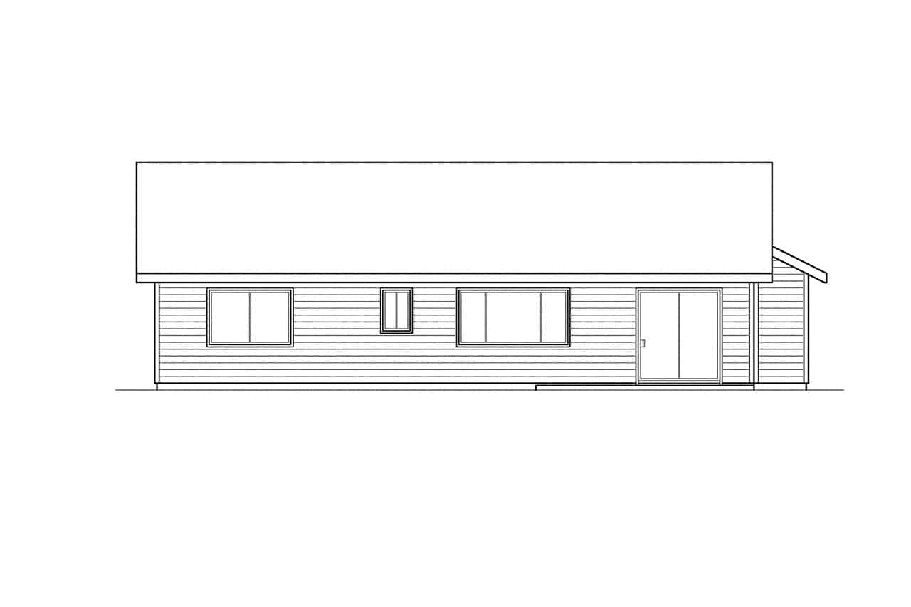 Home Plan Rear Elevation of this 3-Bedroom,1156 Sq Ft Plan -108-1216