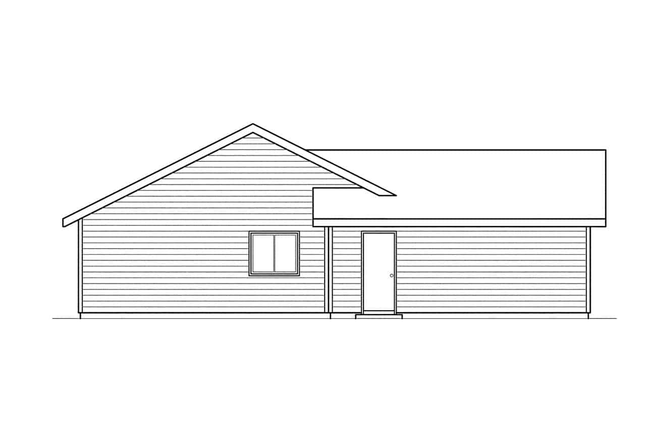 Home Plan Left Elevation of this 3-Bedroom,1156 Sq Ft Plan -108-1216