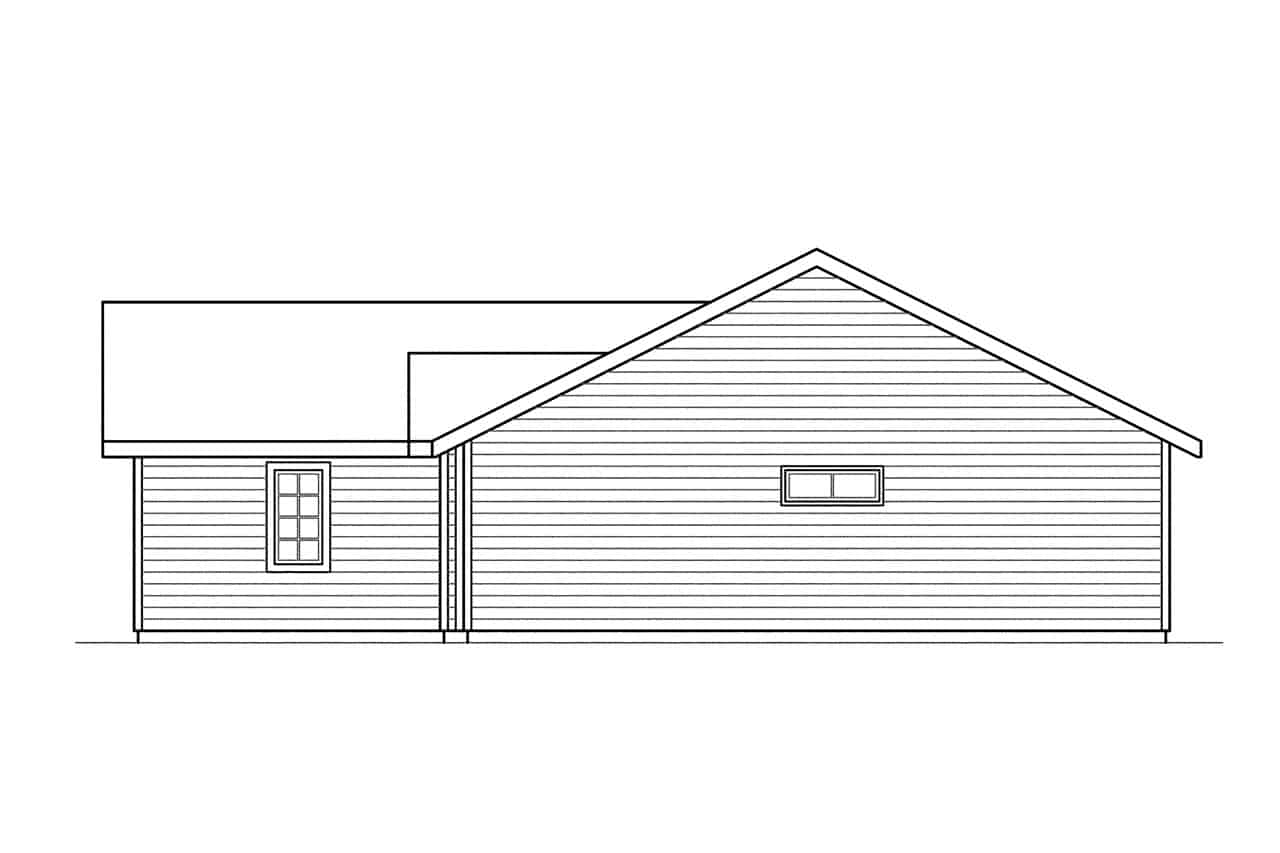Home Plan Right Elevation of this 3-Bedroom,1156 Sq Ft Plan -108-1216