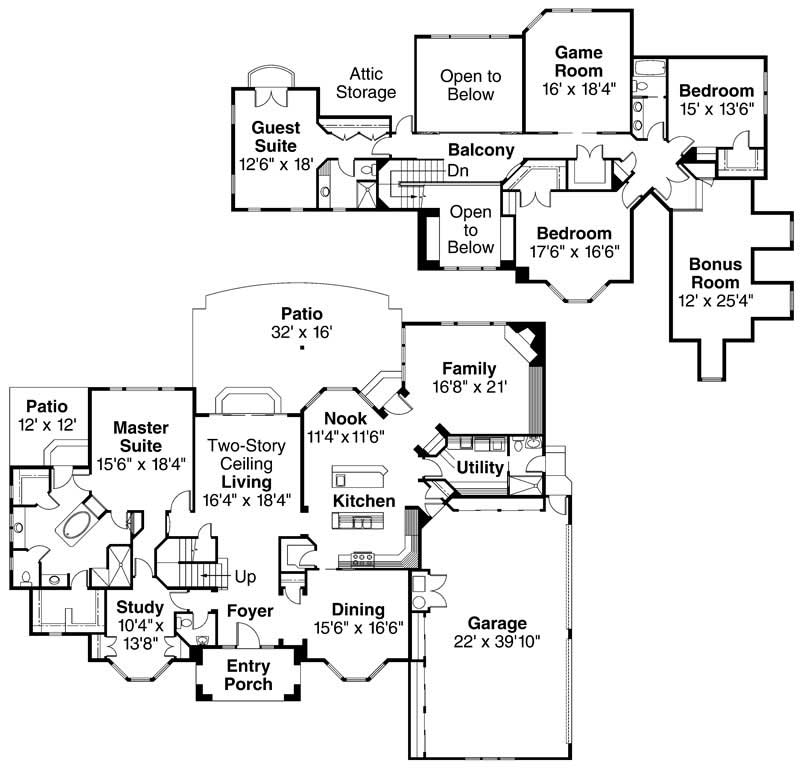 Floor Plan First Story of Contemporary Plan #108-1220