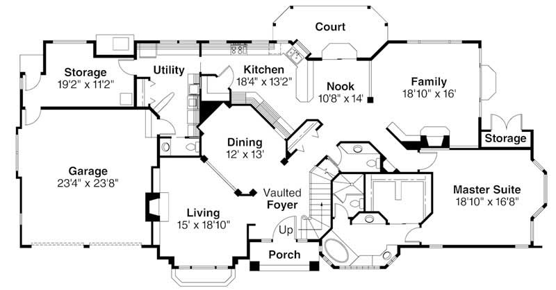 Floor Plan First Story of European Plan #108-1221